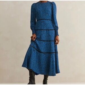 NWT ME+EM Millie Fleur Maxi Dress 12 wedding derby designer classic floral blue